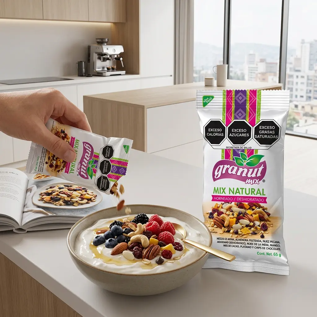 una sugerencia de uso para esta botana en una cocina moderna y que la bolsa sea visible.webp